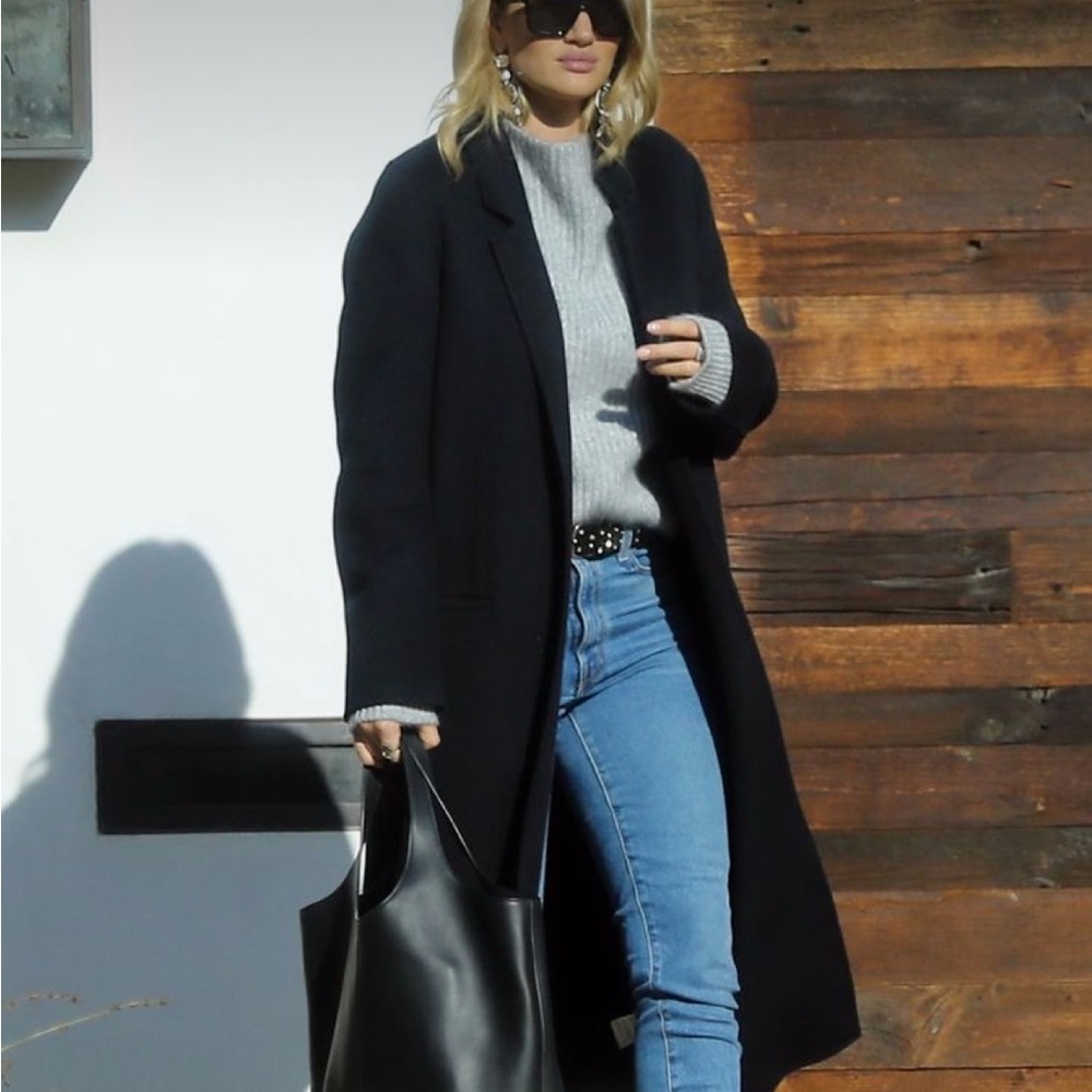 Vintage black wool long maxi coat